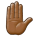 ✋🏾 raised hand: medium-dark skin tone display on Samsung